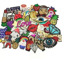 30 Stück/Set Sortierte Aufbügel- oder Aufnäh-Pailletten, Bestickte Motiv-Applikationen, Scrapbooking-Set, Zufällige Stile