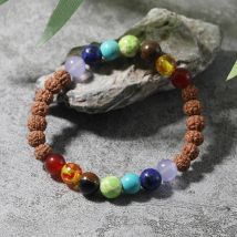 Original Rudraksha & Sieben Chakra Bead Elastische Seil männer frauen Armband Yoga Mode Glamour Schmuck Energie Armreif