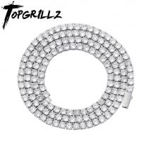 TOPGRILLZ 3MM-6MM Fibbia a molla ghiacciata Zircone cubico completo 1 fila Collana a catena da tennis Oro Argento Colore Gioielli Hip Hop