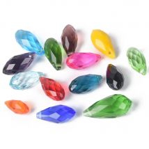Einfarbiges, tropfenförmiges, facettiertes Kristallglas, 12 x 6 mm, 16 x 8 mm, 20 x 10 mm, oben gebohrt, Anhänger, Tropfen, lose Perlen für Schmuckherstellung, DIY