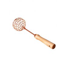 Light Luxury Rose Gold Egg Mixer Whisk Beech Wood Handle Stainless Steel Spiral Manual Whisk Kitchen Accessories Cooking Tools