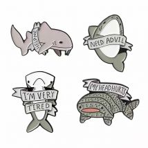 Shark Tiger Brooch HLEP ME NEED ADVIL,I'M VERY TIRED,MY HEAD HURTS Enamel Pin Bag Animal Marine Life Badge Gifts Drop Shipping