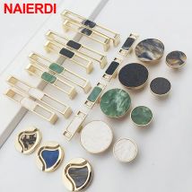 NAIERDI Schwarz Grün Edelstein Schrank Griff Zink-legierung Gold Möbel Griff Schrank Kommode