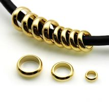 50 Stück lose Distanzperlen aus Edelstahl, goldfarben, großes Loch, Charm-Schieberperlen für Armbänder, Halsketten, DIY-Schmuckherstellung