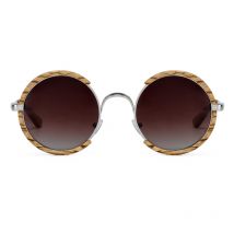 Alle Jahreszeiten Männer handgemachte Holz polarisierte Sonnenbrille Farbverlauf graue Gläser UV400 Retro-Stil runde Frauen Sonnenbrille mit Etui