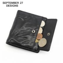 Bifold kurze Brieftasche Männer erste Schicht Leder Vintage Plissee Top-End Rindsleder Geldbörse männliche Kreditkarte Brieftaschen Retro Wickelt asche