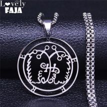 Edelstahl Dämon Siegel Halskette Silber Farbe Satan Siegel von Seere Anhänger Halskette Männer/Frauen Schmuck Colgante n3724s03