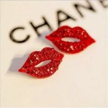 Heißer Verkauf Neue 1 Paar Elegante Sexy Rote Lippen Kristall Stud Ohrringe frauen Funkelnden Ohrringe Für Frauen Mädchen Mode schmuck