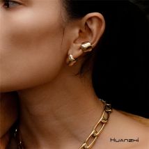 HUANZHI 2020 Neue Retro Metall Ohr knochen clip Ohrringe Kein Piercing Ohr Manschette Ohrringe Gold Farbe für Frauen Mädchen Party schmuck
