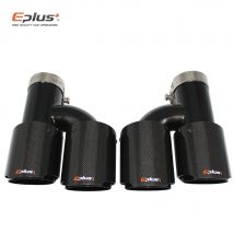 EPLUS Auto Kohlefaser glänzende Schalldämpferspitze H-Form Doppelausgang Auspuffrohr Schalldämpfer