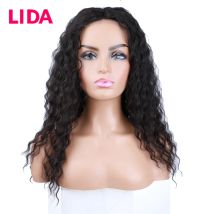 Lida Spitze Teil Perücke Maschine Gemacht Natürliche Welle Premium Gemischten Chinesischen Menschliches Haar Nicht-Remy Perücken 18Inch Für frauen