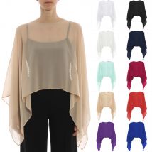 Schwarzer Chiffon-Bolero für Damen, elegant, schlicht, weich, lässig, Umhang, Abschlussball, Party, mit Knopf, Achselzucken für Damen, Abendkleid, roter marineblauer Schal