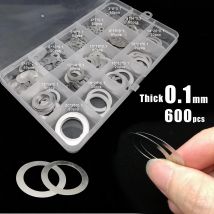 600 pz M3-M20 304 In Acciaio Inox 0.1 0.2 0.3mm Ultra Sottile Rondella Piatta Regolazione Spessore Ultra Sottile Guarnizioni Piane Assortimento Kit Set