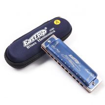 Diatonic Harmonica 10 Holes Blues Harmonica Blue T008K with Case Professional Harmonica for Beginner Students Adults