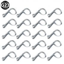 20 Teile/los Titan Nase Piercing Flache Edelstein 20G 18G Schraube Nase Ohrring Nasenloch Piercing Stud Nariz Nase piercing Schmuck Frauen