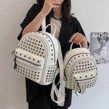 Mode Niet frauen Rucksäcke PU Leder Schule taschen für Jugendliche Mädchen Rucksack Daypack weibliche Reisetaschen Mochila schwarz