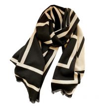 OMEA Blanket Scarf with Selffringe Letter Winter Cashmere Scarf Women Pashmina Luxury Imination Wool Fashion Shawl Geometric