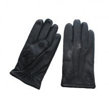 Men's new deerskin gloves touch screen hand sewn stylish corrugated wool knit lined warm driving leather gloves