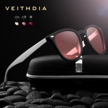 VEITHDIA marca Unisex alluminio TR90 specchio fotocromatico da uomo occhiali da sole occhiali da sole Vintage da esterno per donna 6116