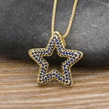 AIBEF Fashion Star frauen Anhänger Halskette Mode Weibliche Zirkonia Halsketten Gold Farbe Partei Schmuck Einfache Damen Geschenke