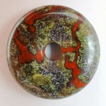 30MM Natural Dragon Blood Stone GEM Carved Safety Button Pendant Necklace Jewelry H326