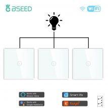 BSEED 3Pack Wifi Touch Schalter 1Gang 1/2/3 Weg Smart Wand Licht Schalter Drahtlose Alexa schalter