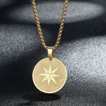 Kinitial Stainless Steel Dark Souls Warrior of Sunlight Pendant Necklace Trendy Round Charm Sun Jewelry For Friends bijoux femme
