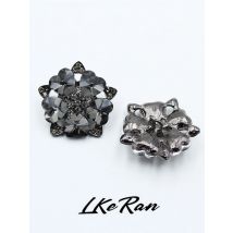 LKERAN 3Pcs/lot 30mm Black Charm Heart Crystal Rhinestones Buttons Metal Shank Sewing For Clothing Diy Accessories Decorative