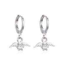 LIVVY Silver Color Angel Wings Feather Zircon Earring Jewelry For Women Simple Sweet Temperament Earrings Jewelry Gift