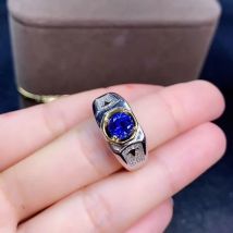 Exquisite royal blue sapphire edelstein ring für männer ring natürliche edelstein guten schnitt 925 sterling silber geburtstag geschenk größe 6x6mm