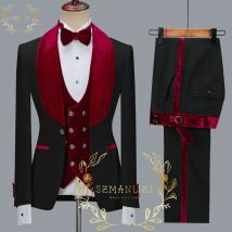 SZMANLIZI 2025 Neueste Designs Schwarz Floral Party Blazer Männer Anzüge Kostüm Homme Bräutigam Smoking Hochzeit Terno Masculino 3 Stück