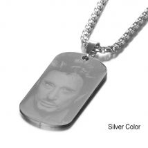 Personalisierte gravierte französische Rocker Johnny Hallyday personalisierte Foto Anhänger Halskette weiblich männlich Schmuck femme