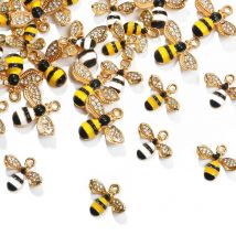 2 stücke Mode Emaille Bee Charme Für Schmuck Machen Niedlichen Kristall Legierung Ohrring Anhänger DIY Handwerk Armband Halskette Charms Zubehör