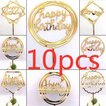 10 Pcs 36 Styles Happy Birthday Cake Topper Pink Gold Acrylic Cake Toppers Baby Shower Cake Birthday