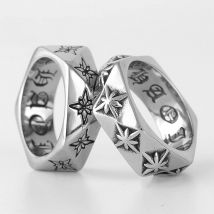 Polaris Stern Polygon Blume Edelstahl Herren Ringe Einfach Trendy für Männliche Freund Biker Schmuck Kreativität Geschenk Großhandel