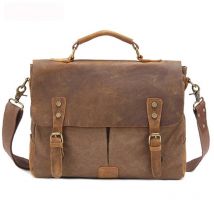 Vintage Crossbody-tasche Leinwand + Leder schulter taschen Männer umhängetasche männer leder