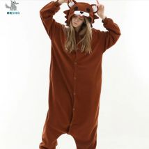 HKSNG High Quality Adult Kigurumi Pajamas Teddy Brown Bear Onesies Animal Pajamas Cosplay Costume Party  Jumpsuits Christmas