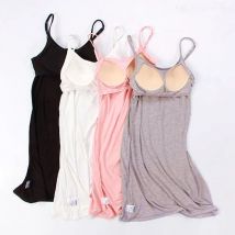Fdfklak Nuisett Sexy Sling Nachthemd Frauen Kurz Dünnes Kleid Weibliche Modale Baumwolle Nachtwäsche Bh Padded Nachtwäsche Nachthemden