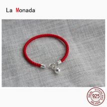 La Monada Glocke Roten Faden Für Hand 925 Sterling Silber Armband Rote Faden Schnur Seil Armbänder Für Frauen Silber 925 paar