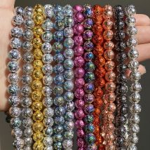 Natürliche Stein Perlen Mehrfarbige Felsen Vulkanische Lava Runde Perlen Für Schmuck Machen DIY Armband Ohrring Zubehör 15''4/6/8/10mm
