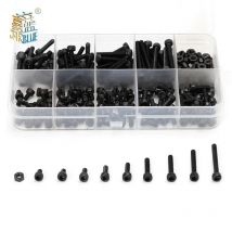 280 teile/schachtel M2 M2,5 M3 Schrauben kits Innensechskantschraube DIN912 Schwarz stahl Sechskant Zylinder Bolzen Kits