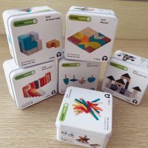 Kinder 3D Holzpuzzle Puzzle Würfel Puzzle Gyro Baby Frühes Lernen Kognitives Spielzeug Reise Eisenbox für Jungen und Mädchen