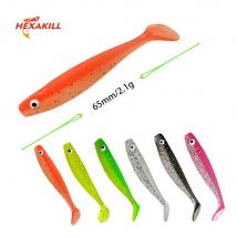 Hexakill 12 Stück weiche Köder, 65 mm, 2,1 g, Gummi-Angelköder, Meeresangel-Jigs, Bass-Köder, Swimbait, Wobbler, künstliches Gerät