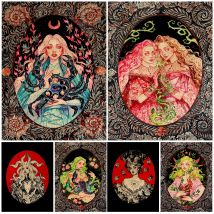 Zodiac Girl Astrology Print Goth Decor Magic Fantasy Demonic donna wpruriginoso estetica Wall Art Canvas Paitning Decor Poster Prints