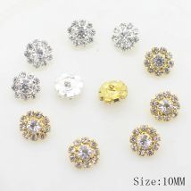 10MM Metall Armaturen 10 teile/los Strass Taste Handwerk Nähen Materialien DIY Hochzeit Dekoration Verzierung Schnalle