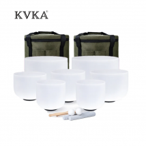 KVKA 7-12 inch Chakra Set of 7 Crystal Singing Bowls with Heavy Duty Carrying Cases for Yoga Sound Bath Musical