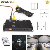 OOWLIVEE Car Parking Assistance Video Switch Box 4 Channels Control Split 12v for Car Rear view Camera Front Side View Cameras