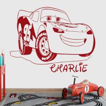 Personalisierte Name Wand Abziehbilder Cartoon Blitz Auto Wand Aufkleber Vinyl Home Decor Kinder Boy Zimmer Spielzimmer Nach Wandbild Z804