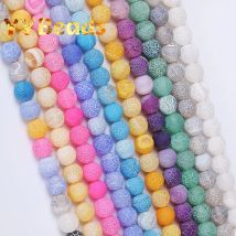 4-12mm Natürliche Matte Frost Geknackt Achate Perlen Drachen Adern Achate Lose Perlen Für Schmuck Machen DIY Armbänder verschiedene Farben