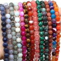 Natürliche facettierte 4 6 8 10 mm Labradorit Jaspis Achate Amazonit Türkise Stein Spacer Perlen für DIY Schmuckherstellung Armband